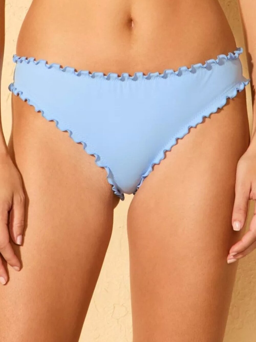 NEW Shade & Shore Ruffle Edge Cheeky Coverage Bikini Bottom - Blue - XS